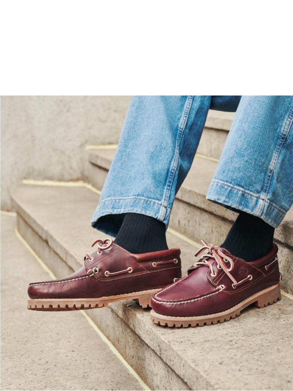 Timberland Men's Burgundy Leather Boat Shoes with Yellow Insoles